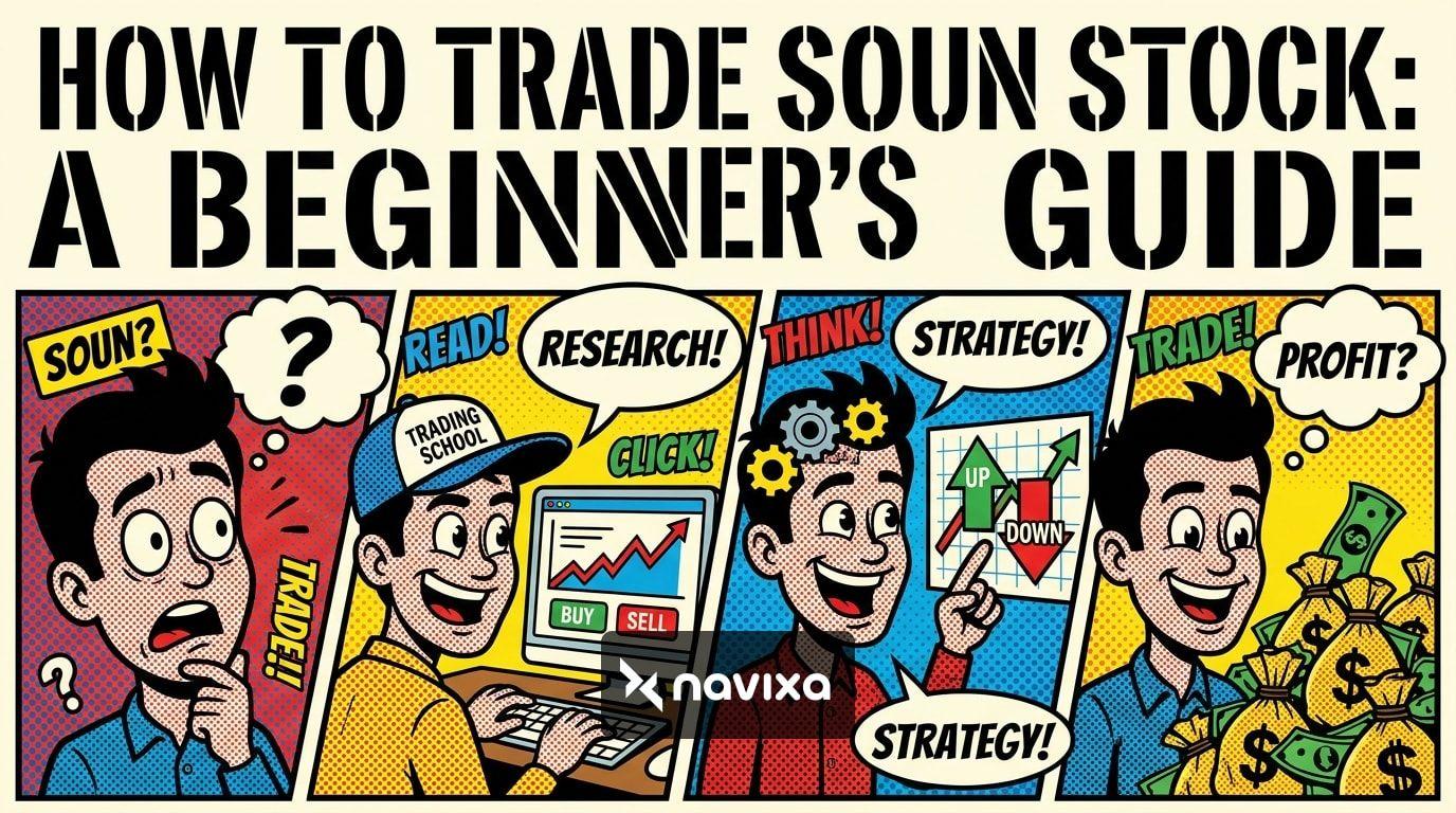 Trader analyzing SOUN stock charts and AI market trends on multiple monitors