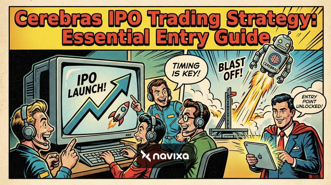 Trader analyzing the Cerebras IPO and AI chip stock charts on multiple monitors