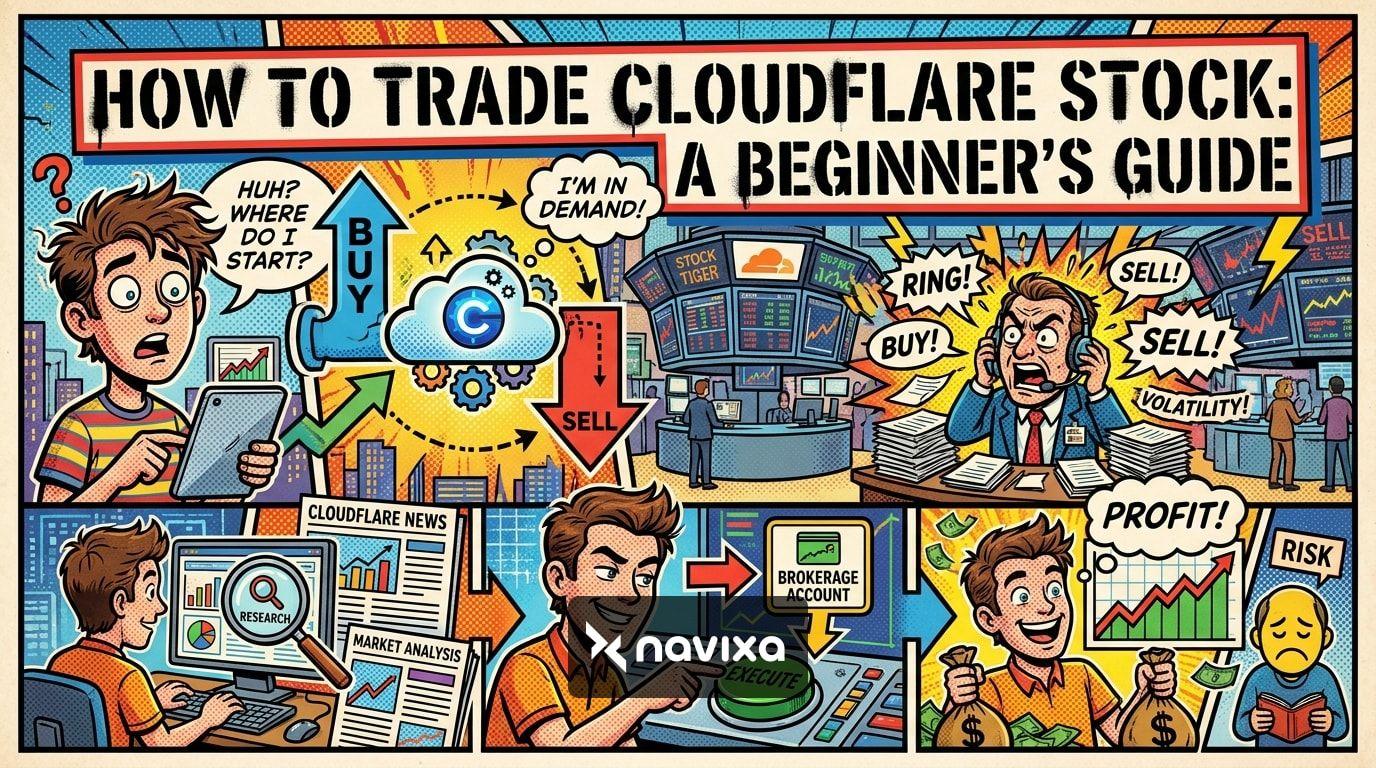 A digital trader analyzing Cloudflare stock performance on multiple screens.