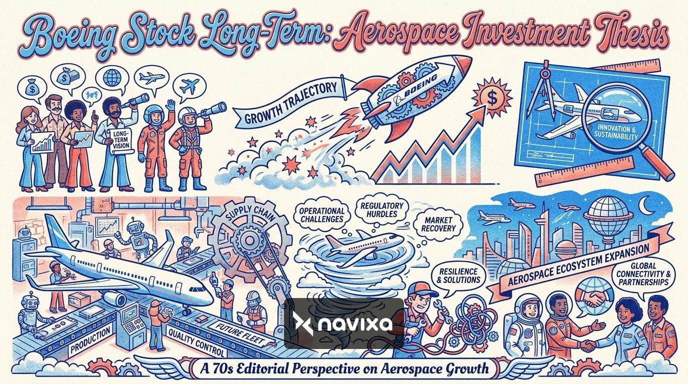 Boeing stock long term investment concept with investor and aerospace engineer