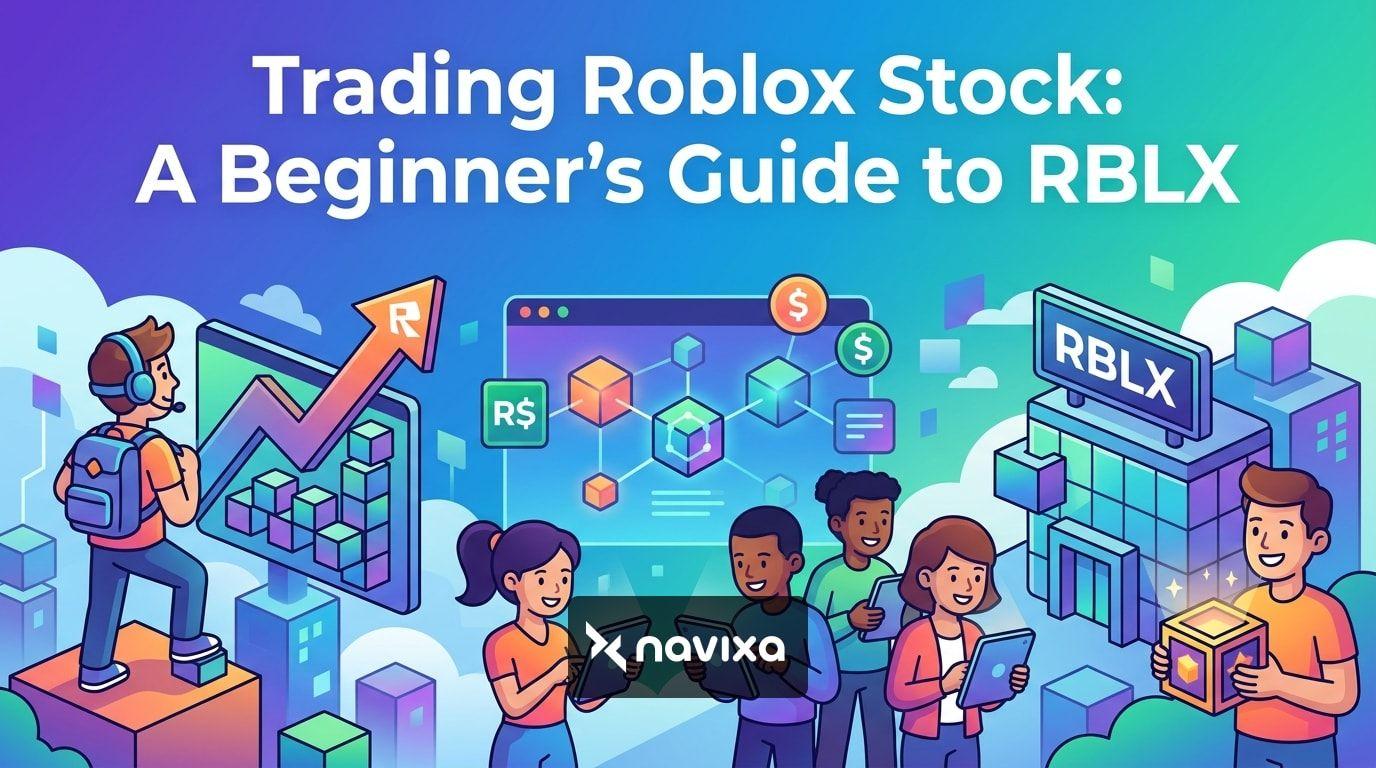 A professional trader analyzing a Roblox stock market chart on a multi-monitor setup