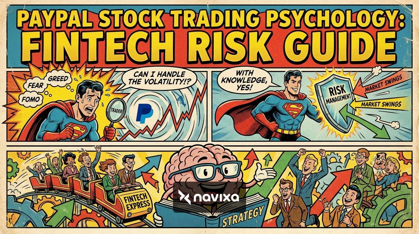 Trader analyzing PayPal stock trading psychology and fintech market trends